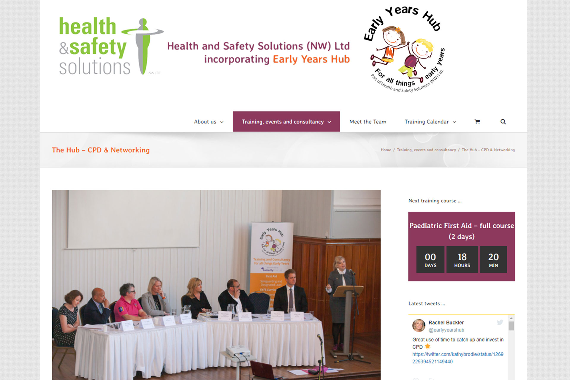 Early Years Hub CPD and networking event webpage screenshot