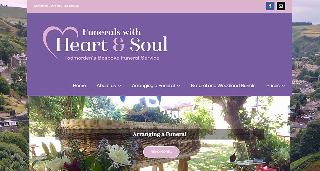 Screenshot of the Funerals with Heart and Soul home page designed by Picture Engine