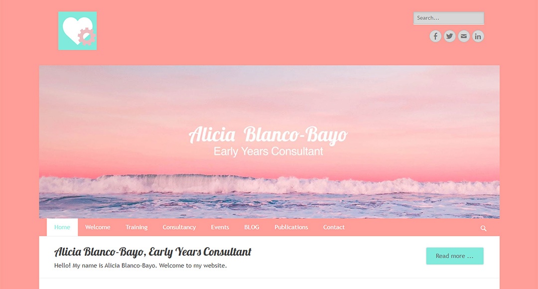 Image of the home page for Alicia Blacno-Bayo's personal website