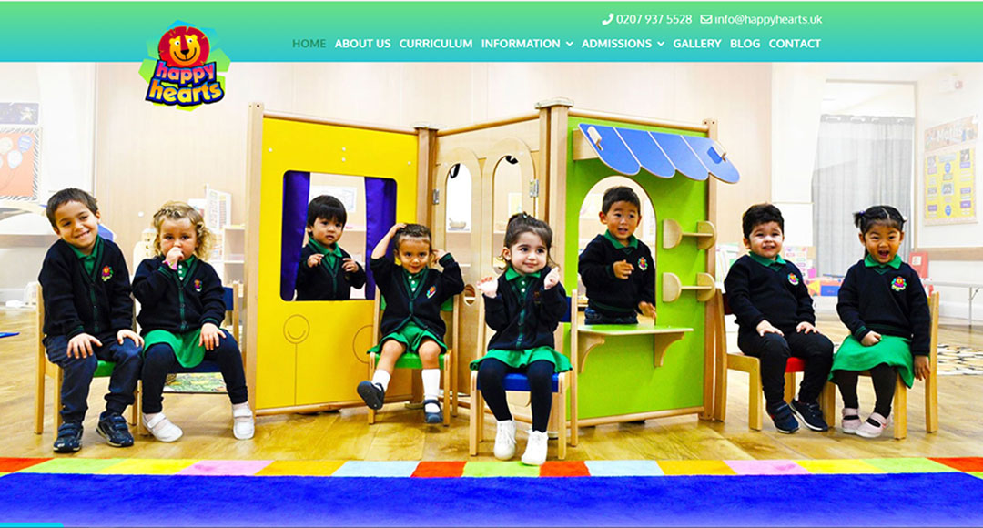 Image of the homepage for Happy Hearts Nursery