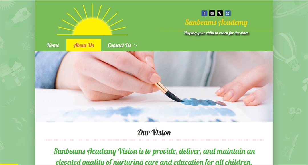 Sunbeams Cedar Academy About Us website page