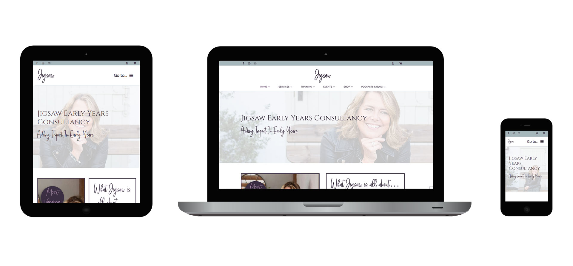Images of Jigsaw Early Years Consultancy responsive website on different devices